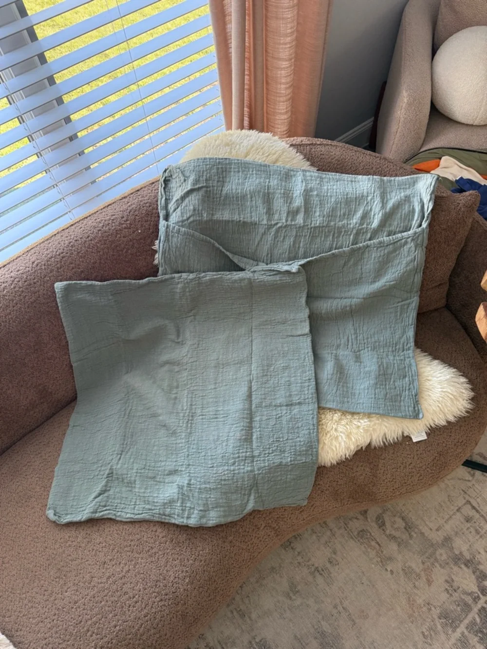 Autumn Paris Green Gauzy Cotton Pillow Covers